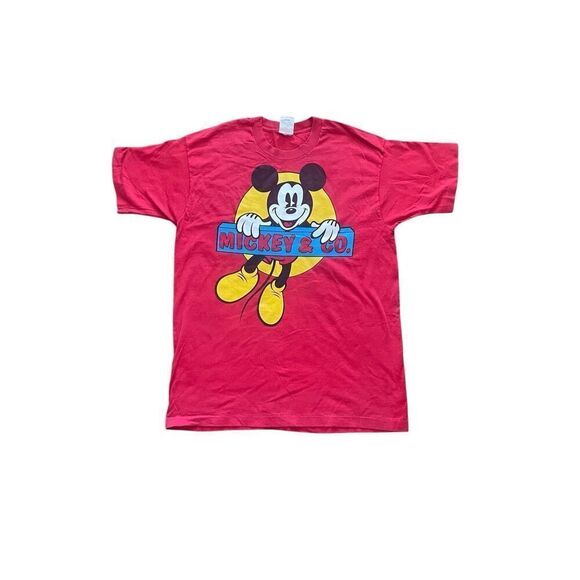 Vintage 90s Mickey Mouse and Co Walt Disney red graphic T-shirt - Picture 1 of 5
